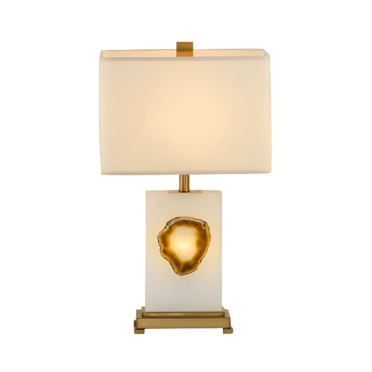 Selune 1 Light Sculpted Core Alabaster Table Lamp - Brushed Brass