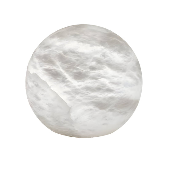 Noreva Sculpted Globe Alabaster Table Lamp - Soft White