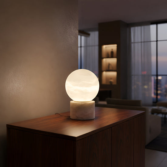 Aurion LED Alabaster Globe Table Lamp - Soft White