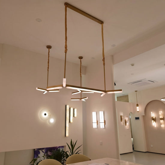 Elvaris LED 2 Tier Radial Alabaster Chandelier - Brushed Brass