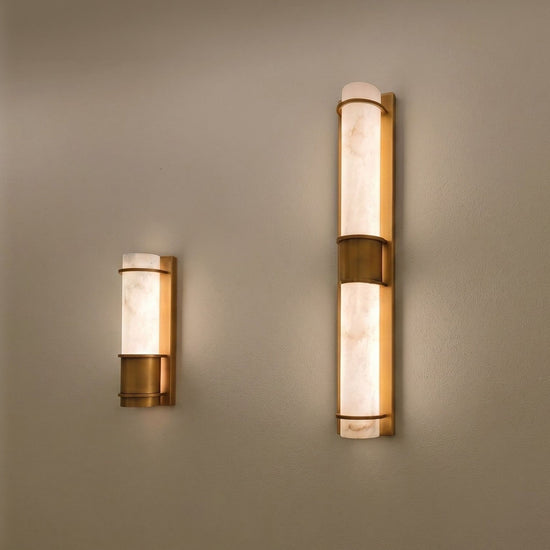 Averna LED Framed Alabaster Wall Light - Brushed Brass