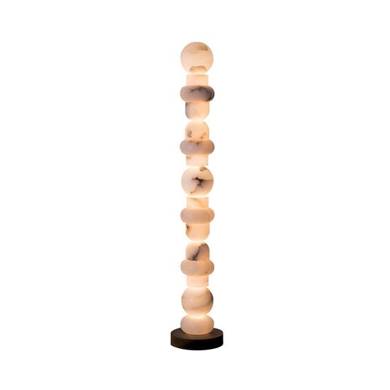Stratalux LED Stacked Alabaster Column Floor Lamp - Matt Black