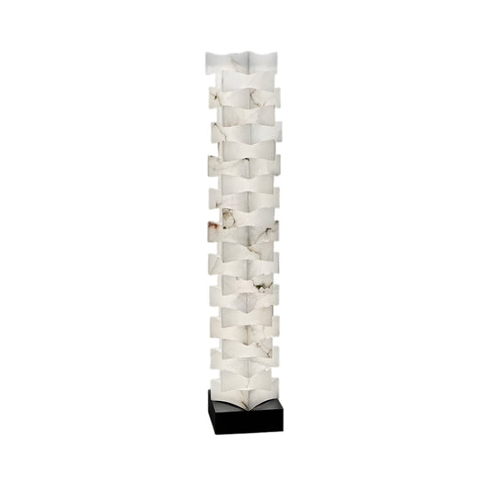 Hexaryn LED Interlocking Alabaster Floor Lamp - Matt Black