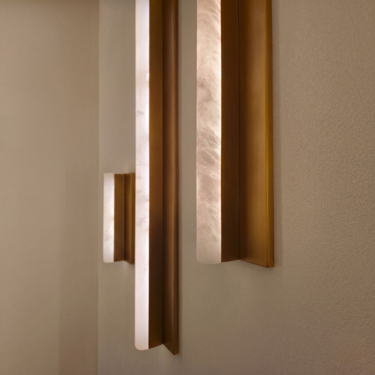 Elvaris LED Vertical Alabaster Wall Light Medium - Brushed Brass