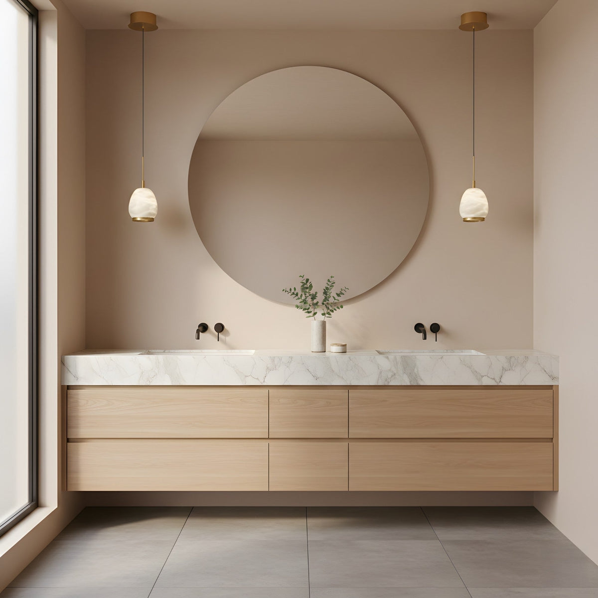 Aurevia LED Alabaster Drop Pendant Light - Brushed Brass