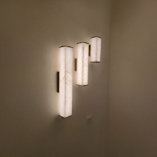 Valmere LED Small Linear Alabaster Wall Light - Soft White
