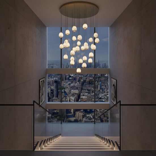 Aurevia 31 Light LED Alabaster Chandelier - Brushed Brass