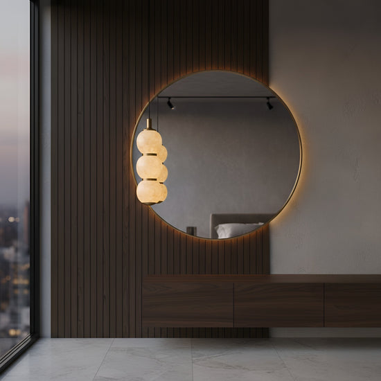 Lumina 3 Light Orb Alabaster Chandelier - Soft White & Brass