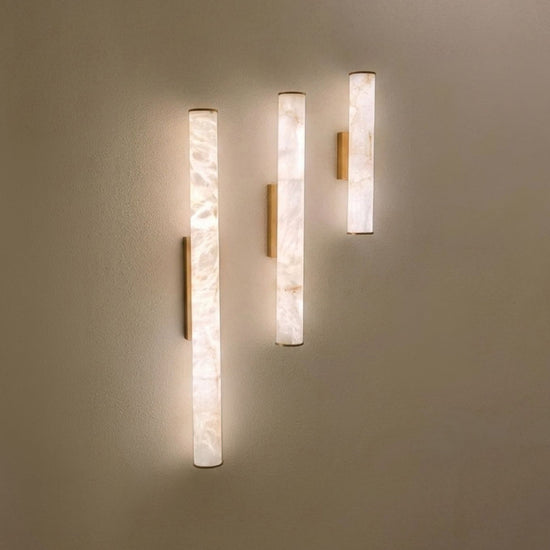 Montavo LED Alabaster Tube Wall Light - Brushed Brass
