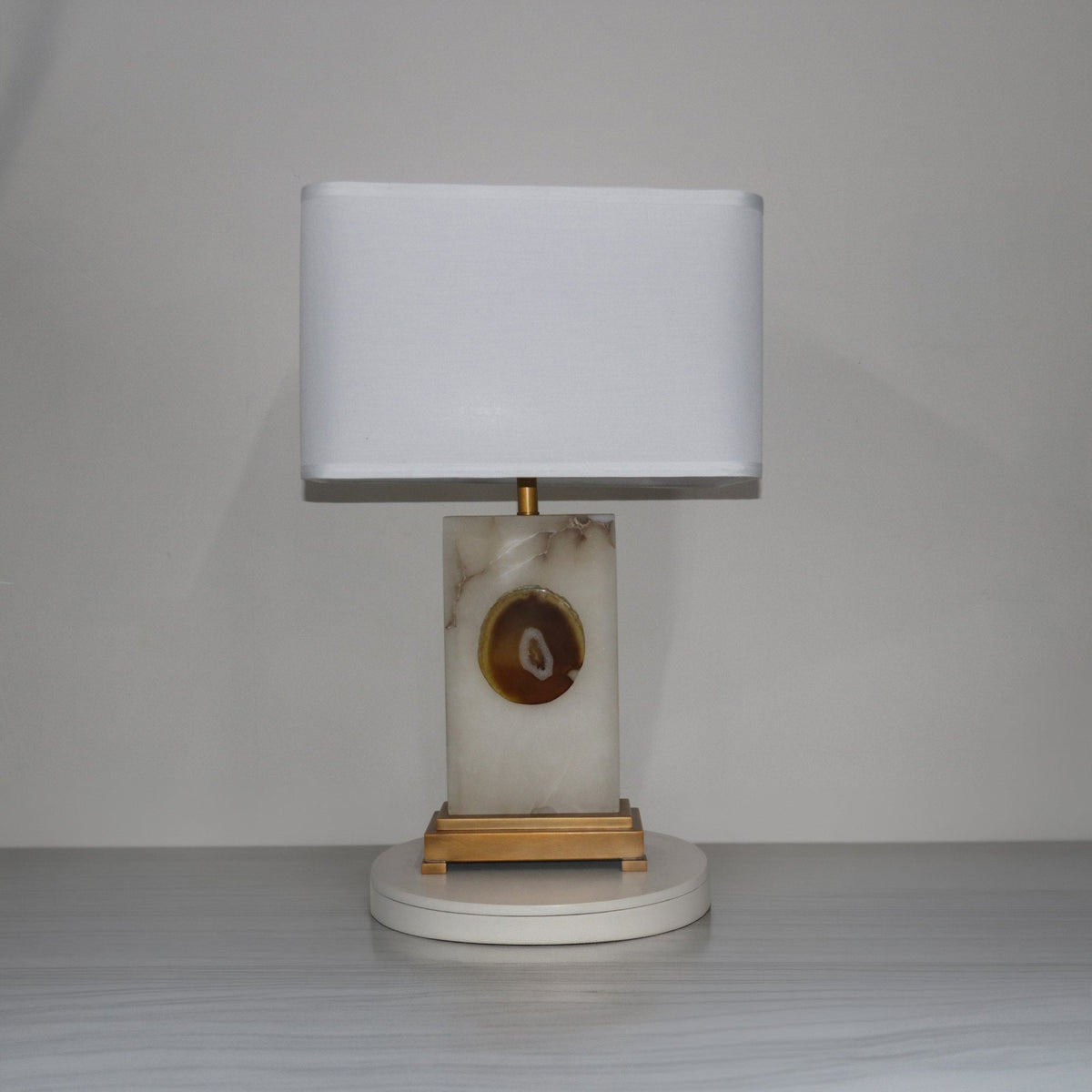 Selune 1 Light Sculpted Core Alabaster Table Lamp - Brushed Brass