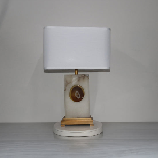 Selune 1 Light Sculpted Core Alabaster Table Lamp - Brushed Brass