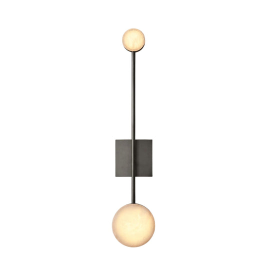 Marvello LED Twin Sphere Alabaster Wall Light - Matt Black