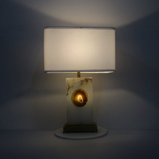 Selune 1 Light Sculpted Core Alabaster Table Lamp - Brushed Brass