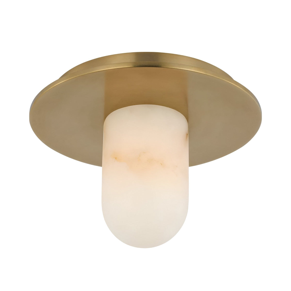 Arvello 1 Light Dome Alabaster Semi-Flush Ceiling Light - Soft White & Brushed Brass