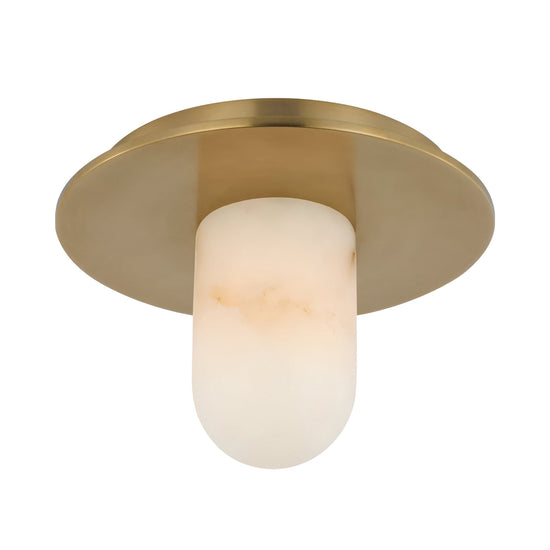 Arvello 1 Light Dome Alabaster Semi-Flush Ceiling Light - Soft White & Brushed Brass