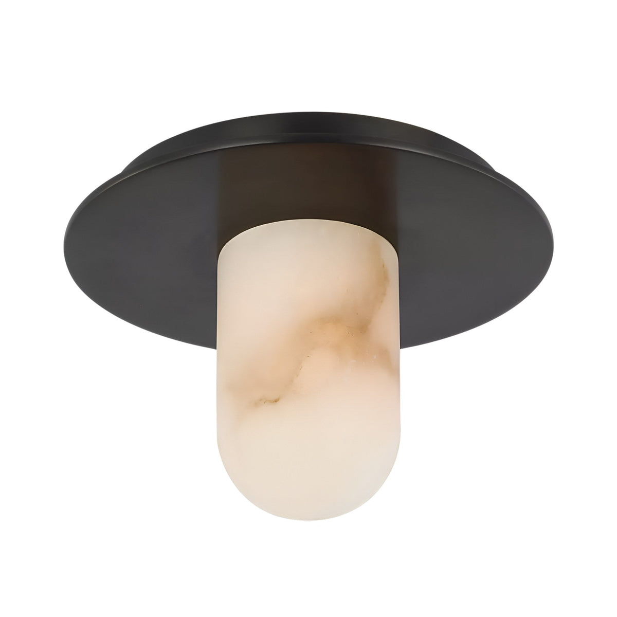 Arvello 1 Light Dome Alabaster Semi-Flush Ceiling Light - Soft White & Matte Black