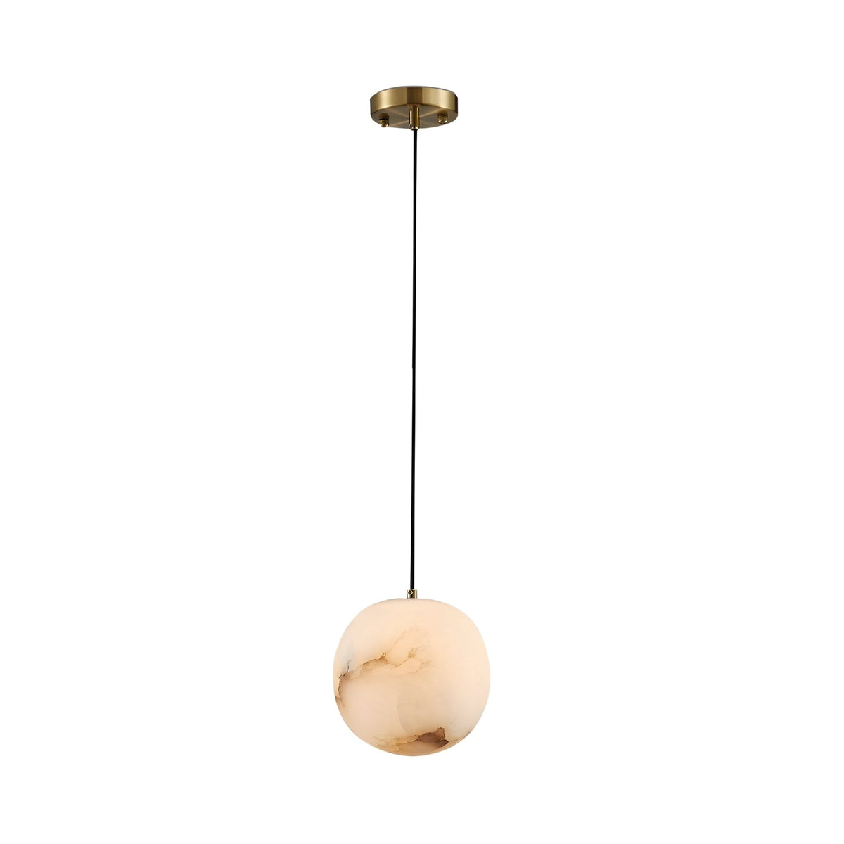 Novara Alabaster Globe Pendant Light - Brushed Brass