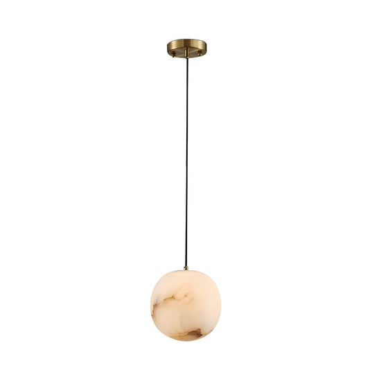 Novara Alabaster Globe Pendant Light - Brushed Brass