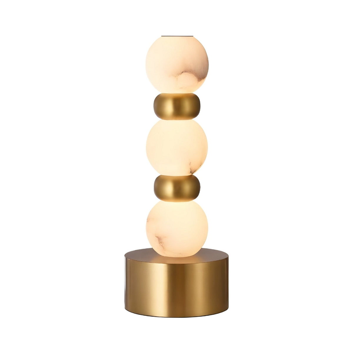 Orbelya Stacked Alabaster Table Lamp - Soft White & Brass