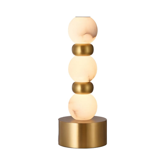 Orbelya Stacked Alabaster Table Lamp - Soft White & Brass