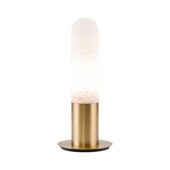 Altessa 1 Light Small Vertical Alabaster Table Lamp - Soft White & Brass