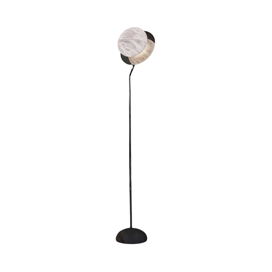 Selvano 1 Light Alabaster Globe Floor Lamp - Matte Black