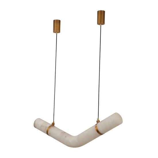 Zareon LED Large Chevron Alabaster Chandelier - Brushed Brass