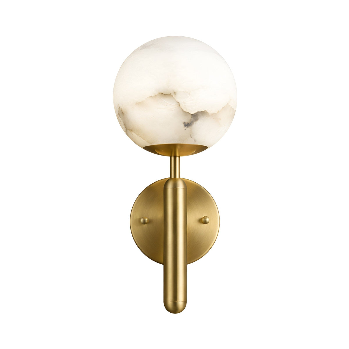 Luceris 1 Light Sphere Alabaster Wall Light - Brushed Brass