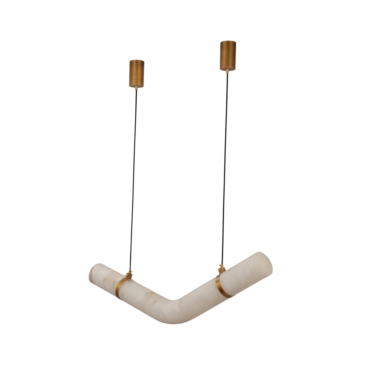 Zareon LED Small Chevron Alabaster Chandelier - Brushed Brass