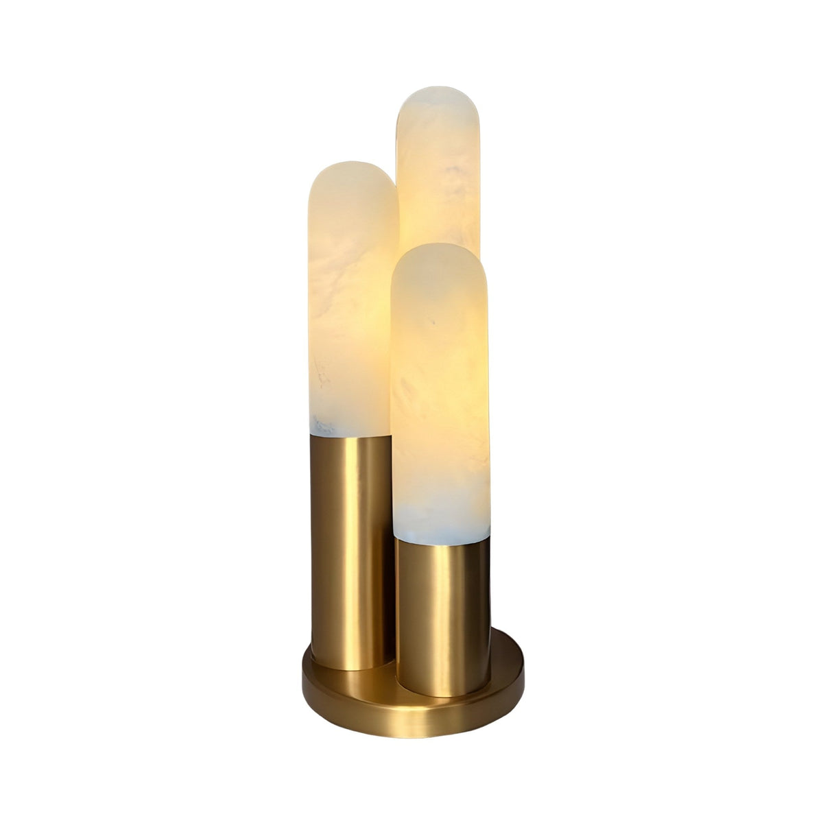 Altessa 3 Light Vertical Alabaster Table Lamp - Soft White & Brass