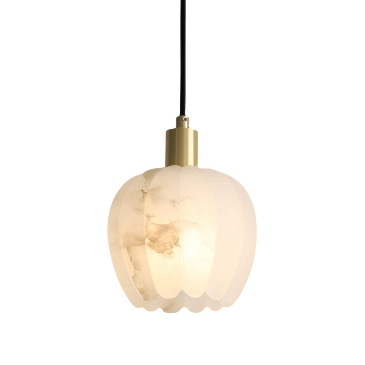 Olivaro 1 Light Petal Alabaster Pendant - Soft White & Brushed Brass