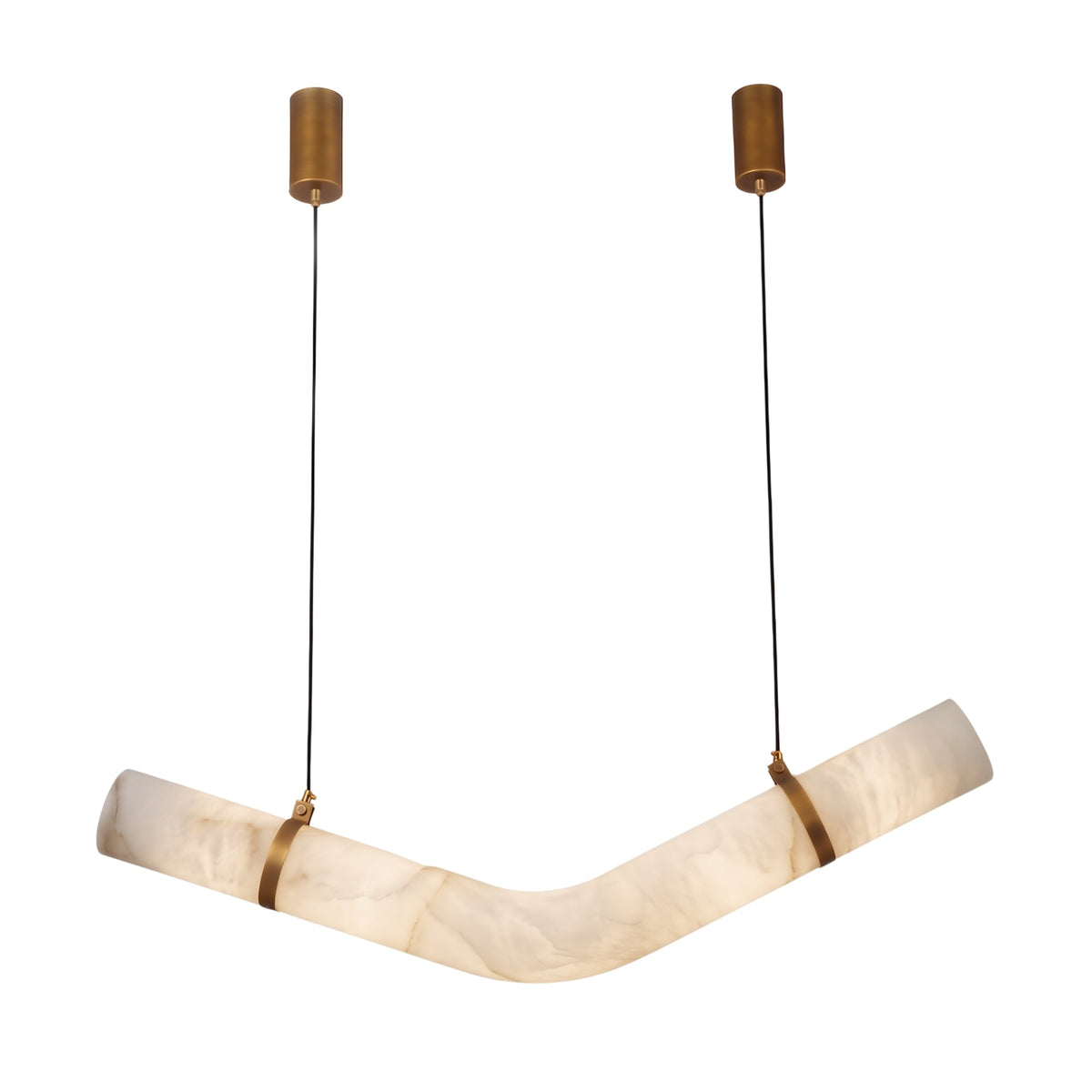 Zareon LED Large Chevron Alabaster Chandelier - Brushed Brass
