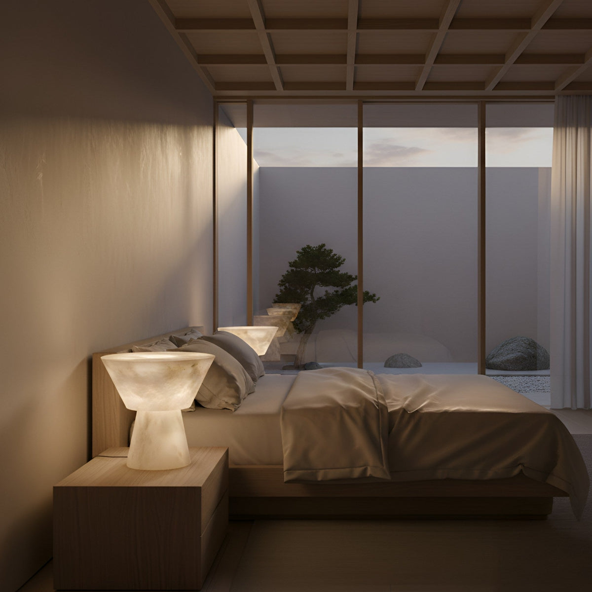 Calyrix LED Flared Alabaster Table Lamp - Soft White