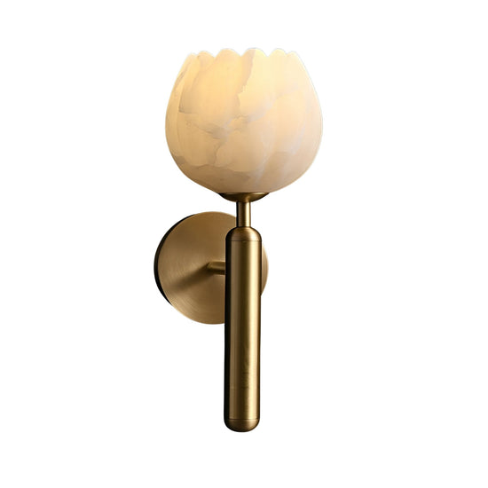 Olivaro Petal Alabaster Wall Light - Brushed Brass