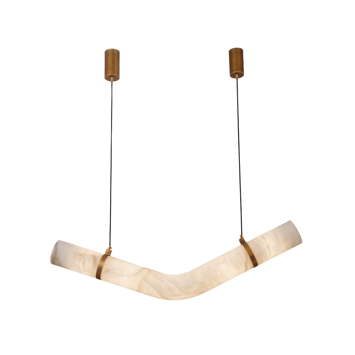 Zareon LED Small Chevron Alabaster Chandelier - Brushed Brass