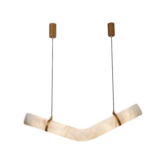 Zareon LED Small Chevron Alabaster Chandelier - Brushed Brass