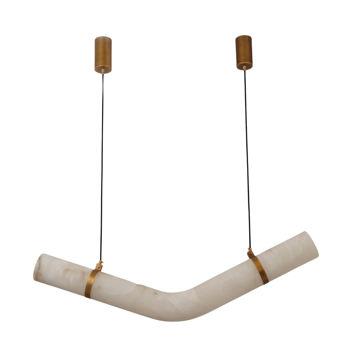 Zareon LED Large Chevron Alabaster Chandelier - Brushed Brass