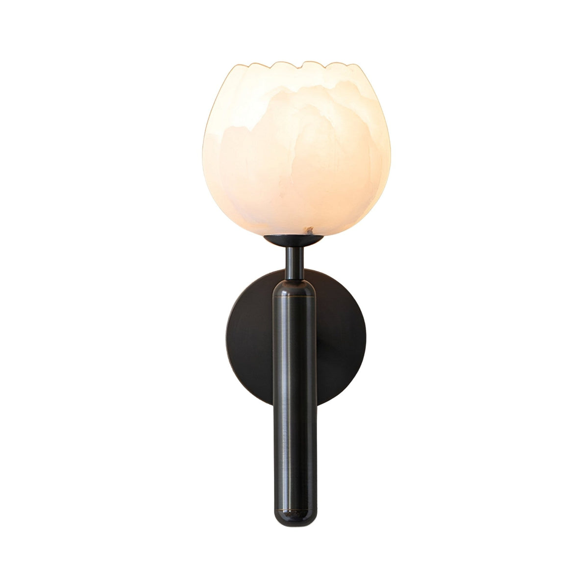 Olivaro Petal Alabaster Wall Light - Matte Black