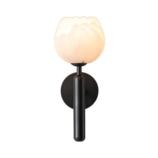 Olivaro Petal Alabaster Wall Light - Matte Black