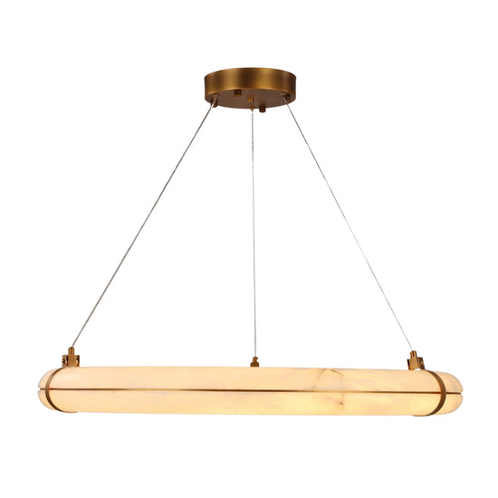 Aureon LED 1m Alabaster Ring Chandelier - Brushed Brass