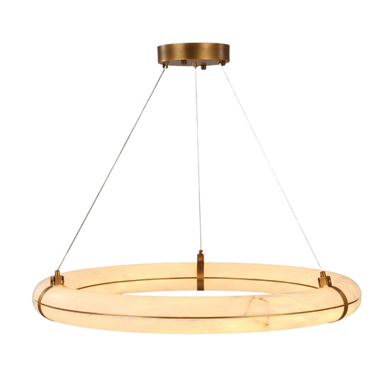 Aureon LED 1m Alabaster Ring Chandelier - Brushed Brass