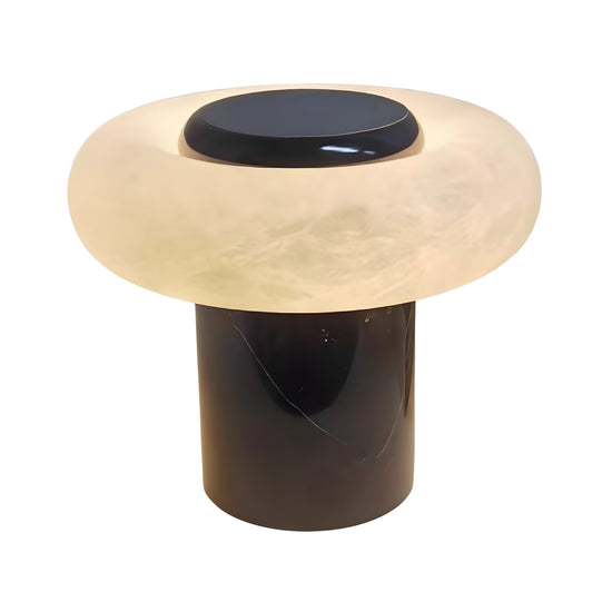 Orvixa LED Alabaster Disc Table Lamp - Soft White & Black