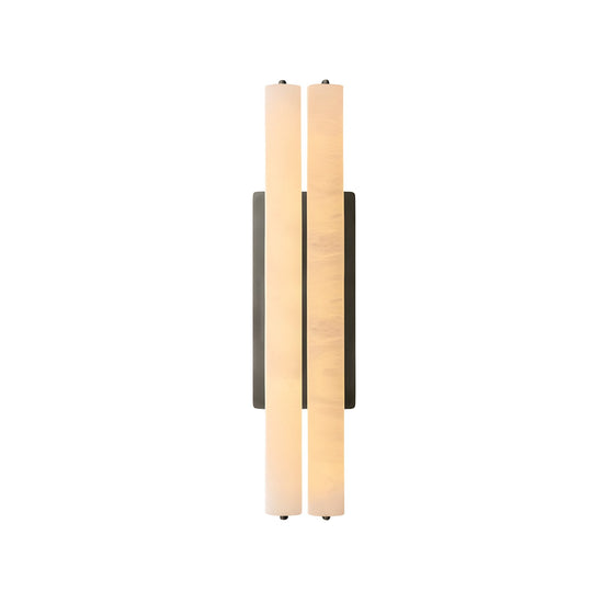 Selvara LED Medium Alabaster Double Wall Light - Matt Black