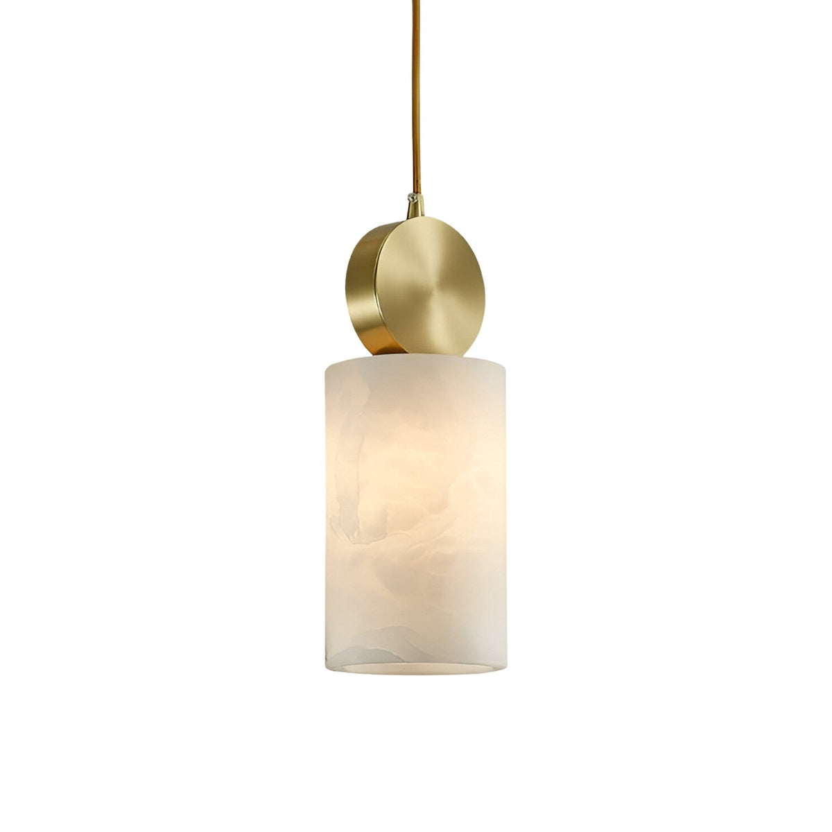 Serano Vertical Pillar Alabaster Pendant Light - Brushed Brass