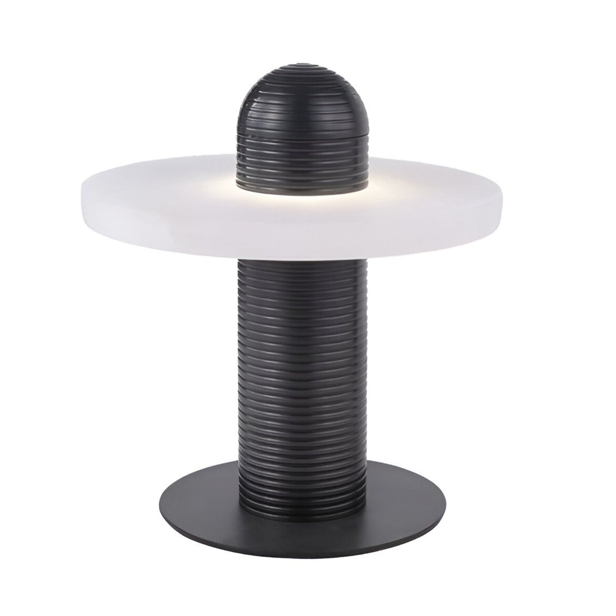 Nyxara LED Alabaster Disc Table Lamp - Soft White & Black