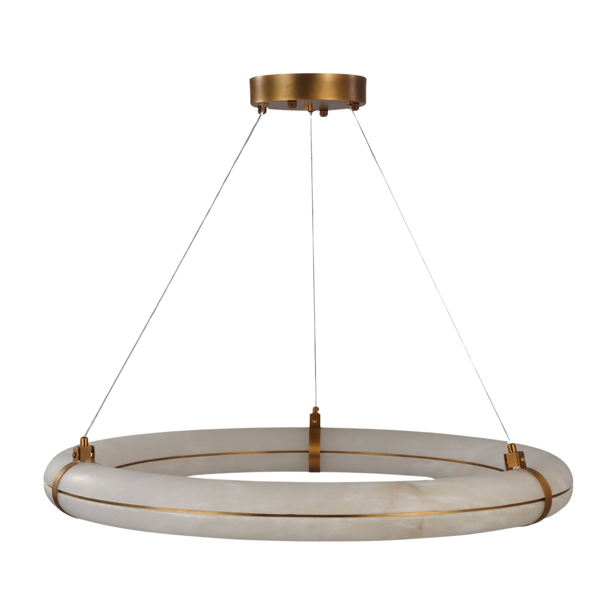 Aureon LED 1m Alabaster Ring Chandelier - Brushed Brass