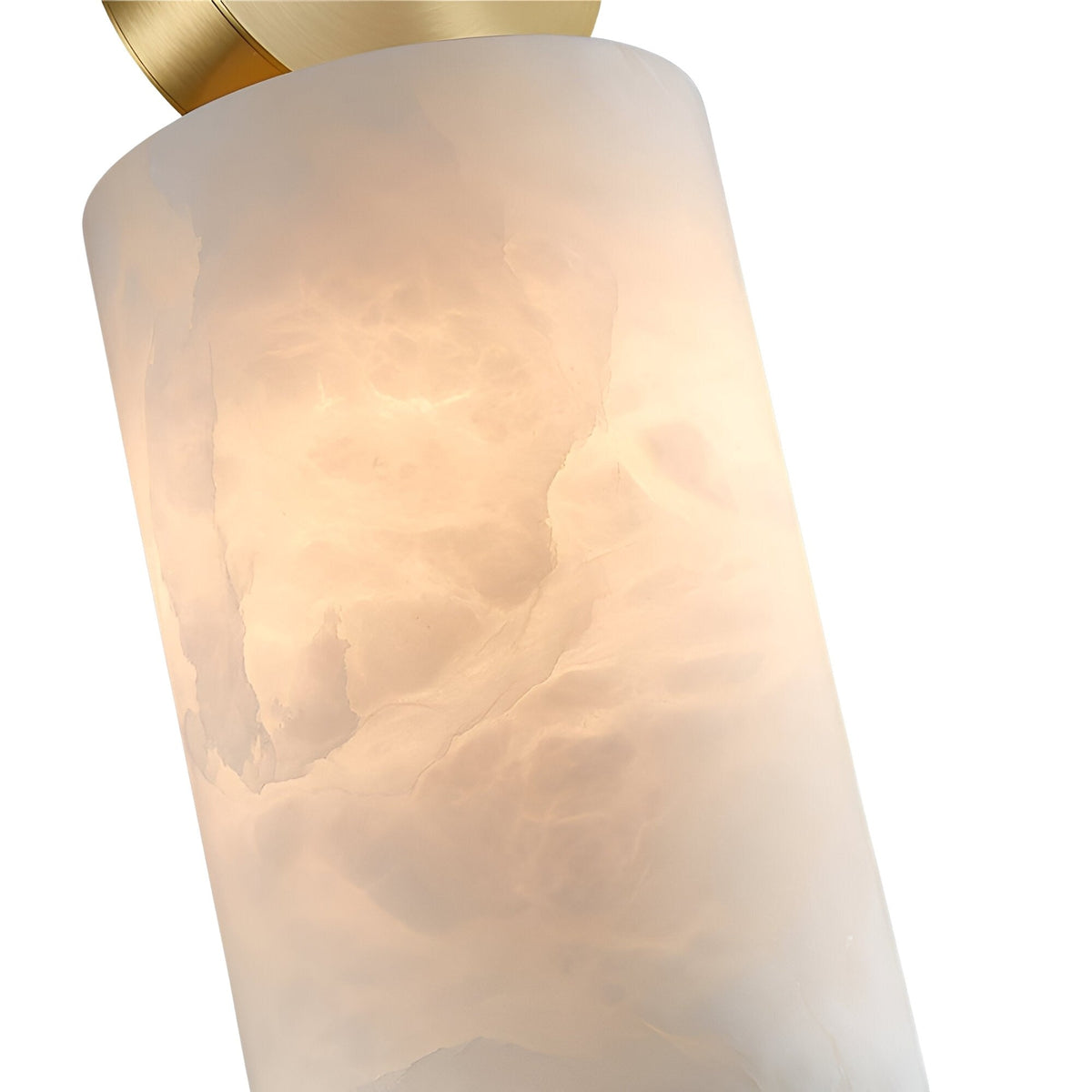 Serano Vertical Pillar Alabaster Pendant Light - Brushed Brass