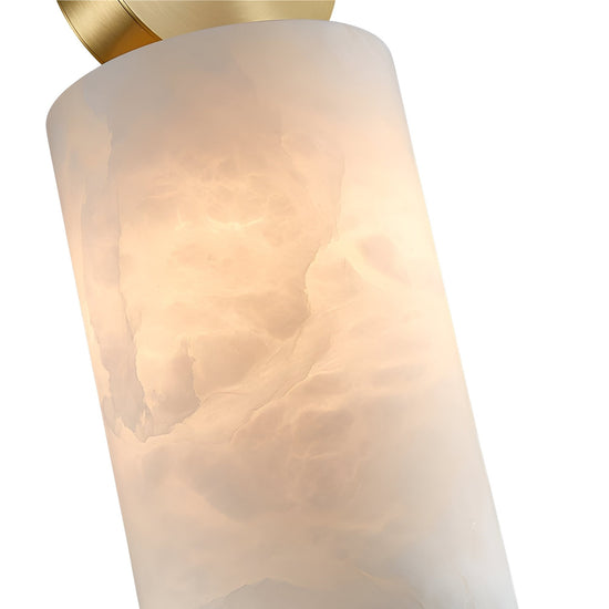 Serano Vertical Pillar Alabaster Pendant Light - Brushed Brass