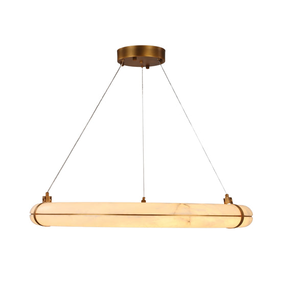 Aureon LED Alabaster Ring Chandelier 800mm - Brushed Brass