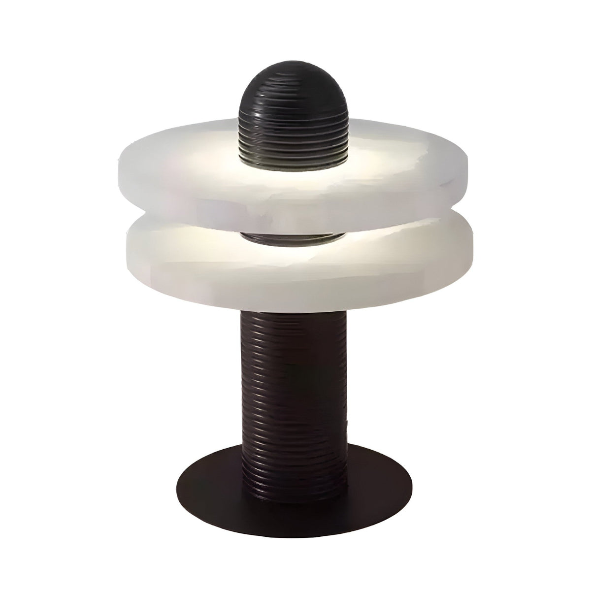 Nyxara LED Double Tiered Alabaster Table Lamp - Soft White & Black